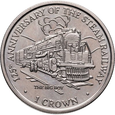 купить Остров Мэн 1 крона (crown) 1998 "125 лет паровой железной дороге - локомотив Big Boy"