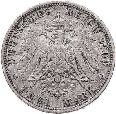 купить Германия (Империя) 3 марки (mark) 1909 A Пруссия