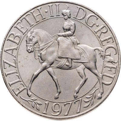 купить Великобритания 25 новых пенсов (new pence) 1977 25-я годовщина вступления на престол королевы Елизаветы II (серебряный юбилей) медно-никелевый сплав