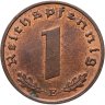 Купить Германия, Третий рейх 1 рейхспфенниг (reichspfennig) 1938, знак  монетного двора: "E" - Мульденхюттен