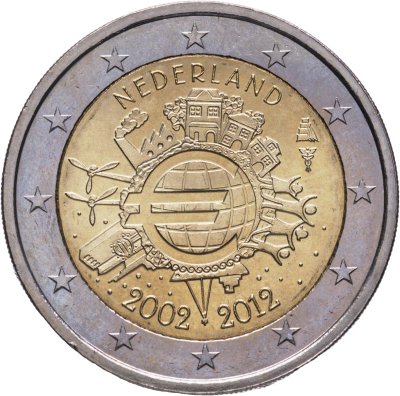 купить Нидерланды 2 евро 2012 "10 лет евро"