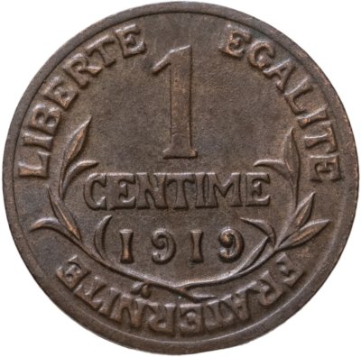 купить Франция 1 сантим (centime) 1919
