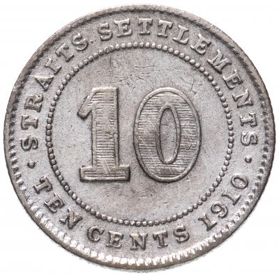 купить Стрейтс Сетлментс 10 центов (cents) 1910