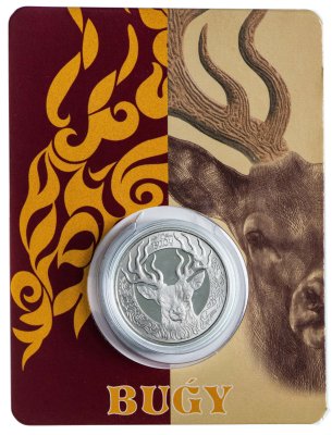 купить Казахстан 100 тенге 2020 (2021) серия Культовые животные – тотемы кочевников - Олень (Блистер)