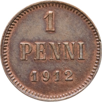 купить 1 пенни 1912, монета для Финляндии