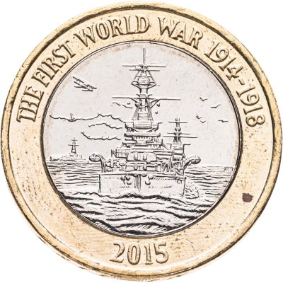купить Великобритания 2 фунта (pounds) 2015 "Королевский флот в Первой мировой войне. Без флага"