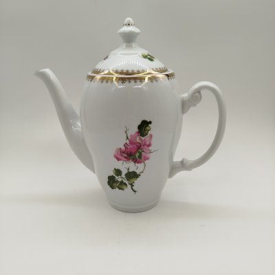 купить Кофейник с растительным декором, фарфор, деколь, золочение, Wloclawek (Влоцлавская фаянсовая фабрика), Польша, 1956-1990 гг.