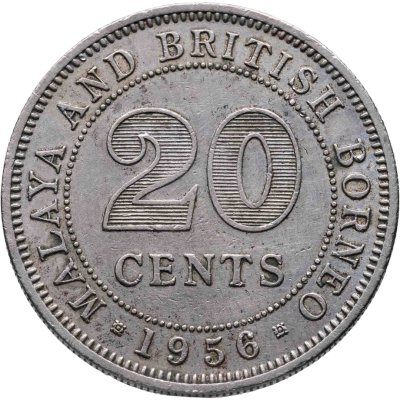 купить Малайя и Британское Борнео 20 центов (cents) 1956