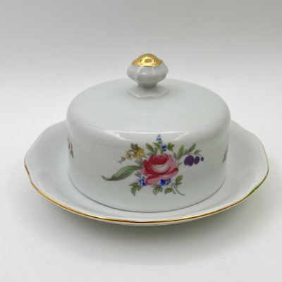 купить Масленка с цветочным декором, фарфор, деколь, золочение, Bohemia (Neurohlau), Чехословакия, 1970-1990 гг.