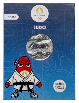 купить Франция 10 евро 2023 Франция 10 евро 2023 "XXXIII летние Олимпийские игры, Париж 2024 - Талисман Фриж. Дзюдо" в буклете.