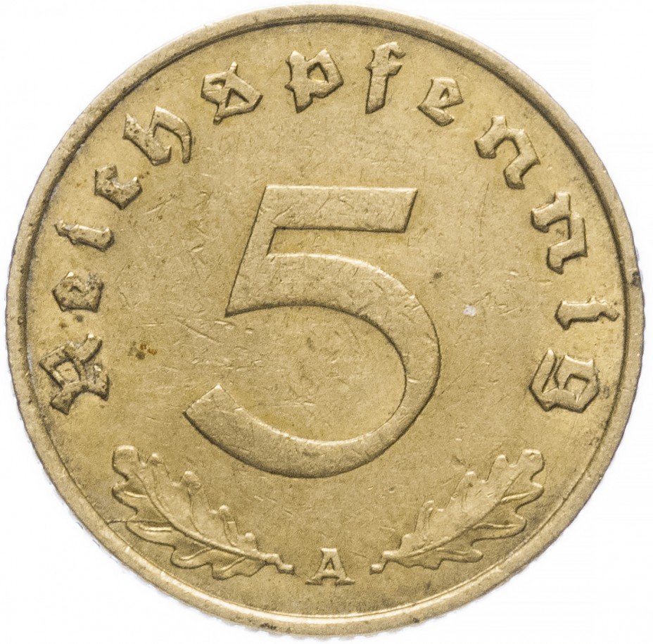 купить Германия (Третий Рейх) 5 рейх  пфеннигов 1938 "А"
