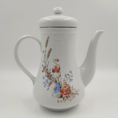 купить Чайник/кофейник с декором в виде полевых цветов, фарфор, деколь, золочение, Colditz (Кольдиц), ГДР, 1960-1990 гг.