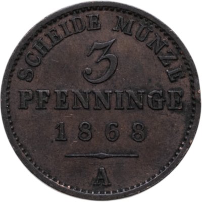 купить Пруссия 3 пфеннига 1868 A