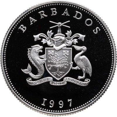 купить Барбадос 1 доллар 1997 50 лет свадьбе Королевы Елизаветы II и Принца Филиппа
