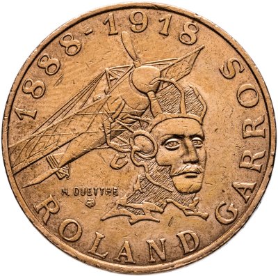 купить Франция 10 франков (francs) 1988 "100 лет со дня рождения Ролана Гарроса"