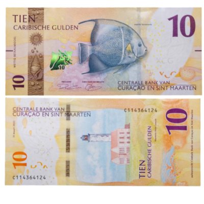 купить КЮРАСАО и СИНТ-МАРТИН - 10 гульденов 2025 "Серая рыба-ангел" Фауна Pick 1