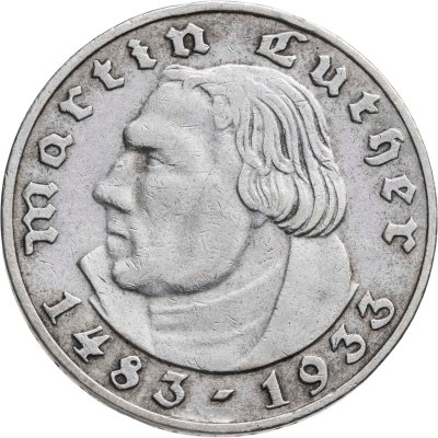 купить Германия (Третий рейх) 2 рейхсмарки (reichsmark) 1933 "450 лет со дня рождения Мартина Лютера"