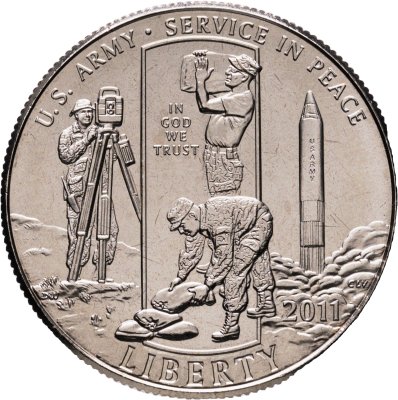 купить США 50 центов (1/2 доллара, half dollar) 2011 Армия США, знак монетного двора: "D" - Денвер