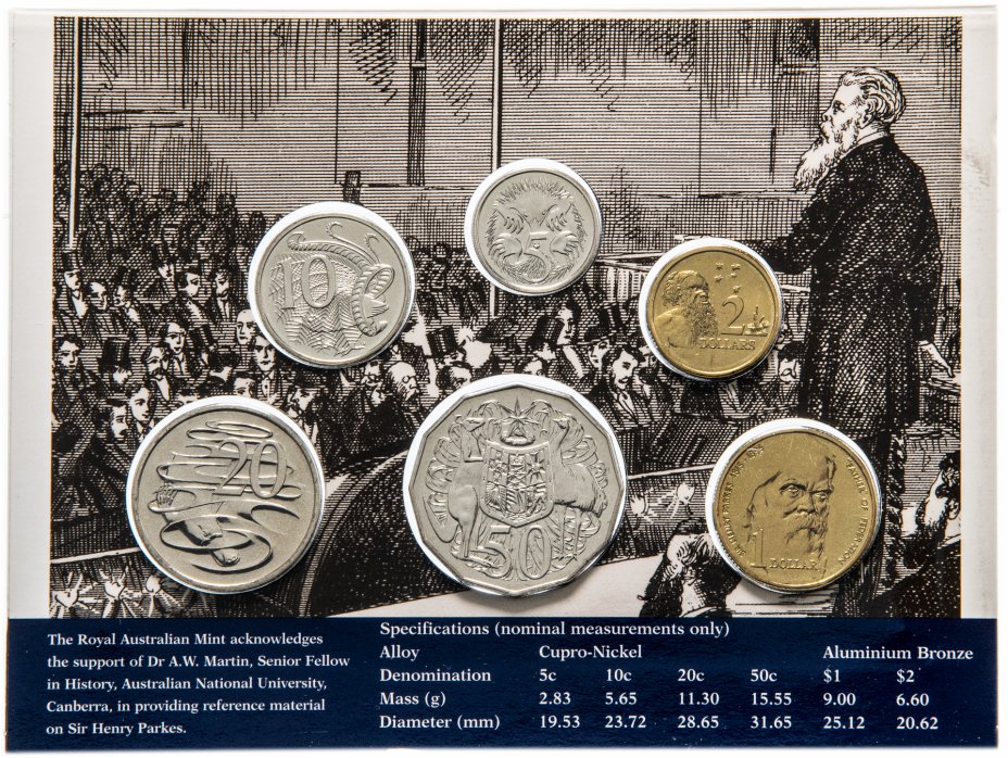 купить Австралия набор монет 1996 "Генри Паркс-"Отец-Основатель" австралийского государства" (6 монет в буклете)