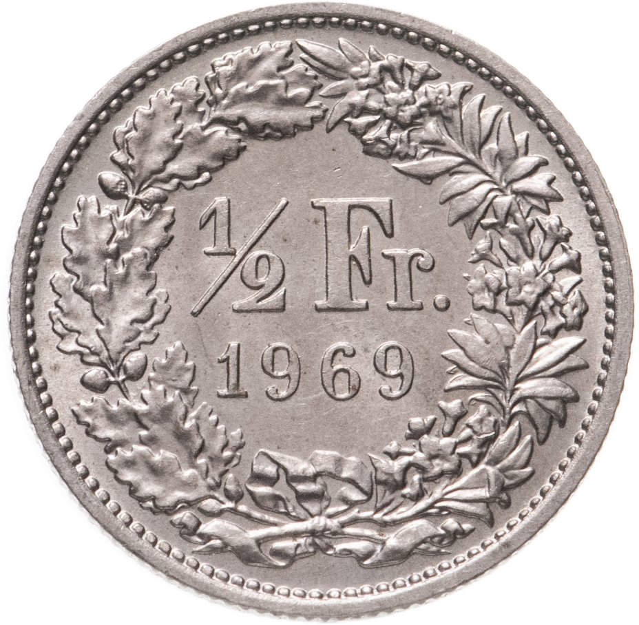 купить Швейцария 1/2 франка (franc) 1969