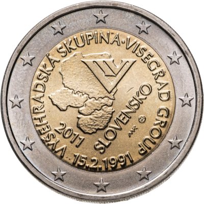 купить Словакия 2 euro (евро) 2011 20 лет формирования Вишеградской группы