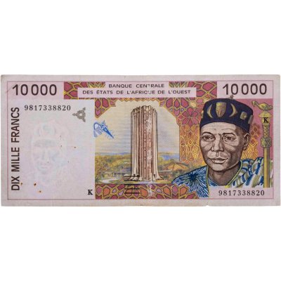 купить Западная Африка 10000 франков 1998 литера K - Сенегал