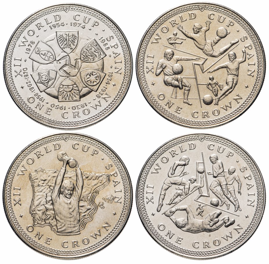 купить Остров Мэн набор 4 монеты 1 крона (crown) 1982 Чемпионат мира по футболу 1982, Испания