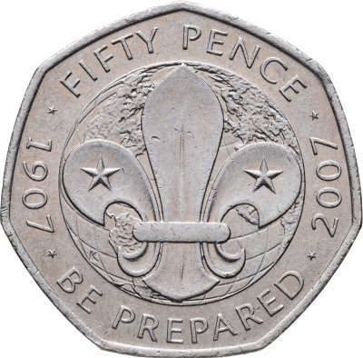 купить Великобритания 50 пенсов 2007 "100 лет со дня основания Скаутского движения"