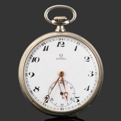 купить Карманные часы "Омега" (Omega), металл, серебрение, золочение,стекло, Швейцария, 1890-1910 гг.