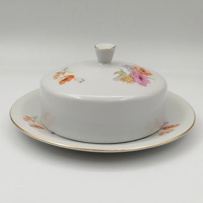 купить Маслёнка с цветочным декором, фарфор, деколь, золочение, Chodziez, Польша, 1964-1990 гг.