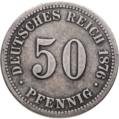купить Германия 50 пфеннигов (pfennig) 1876, знак монетного двора B