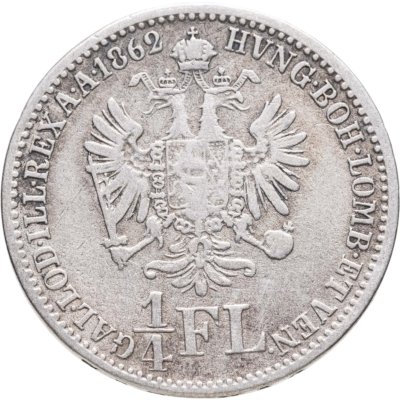 купить Австрия 1/4 флорина (florin) 1862 A знак монетного двора "A" - Вена