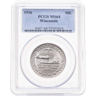 купить США 1/2 доллара (50 центов) 1936 "Территория Висконсин. 100 лет со дня основания. Барсук" в слабе