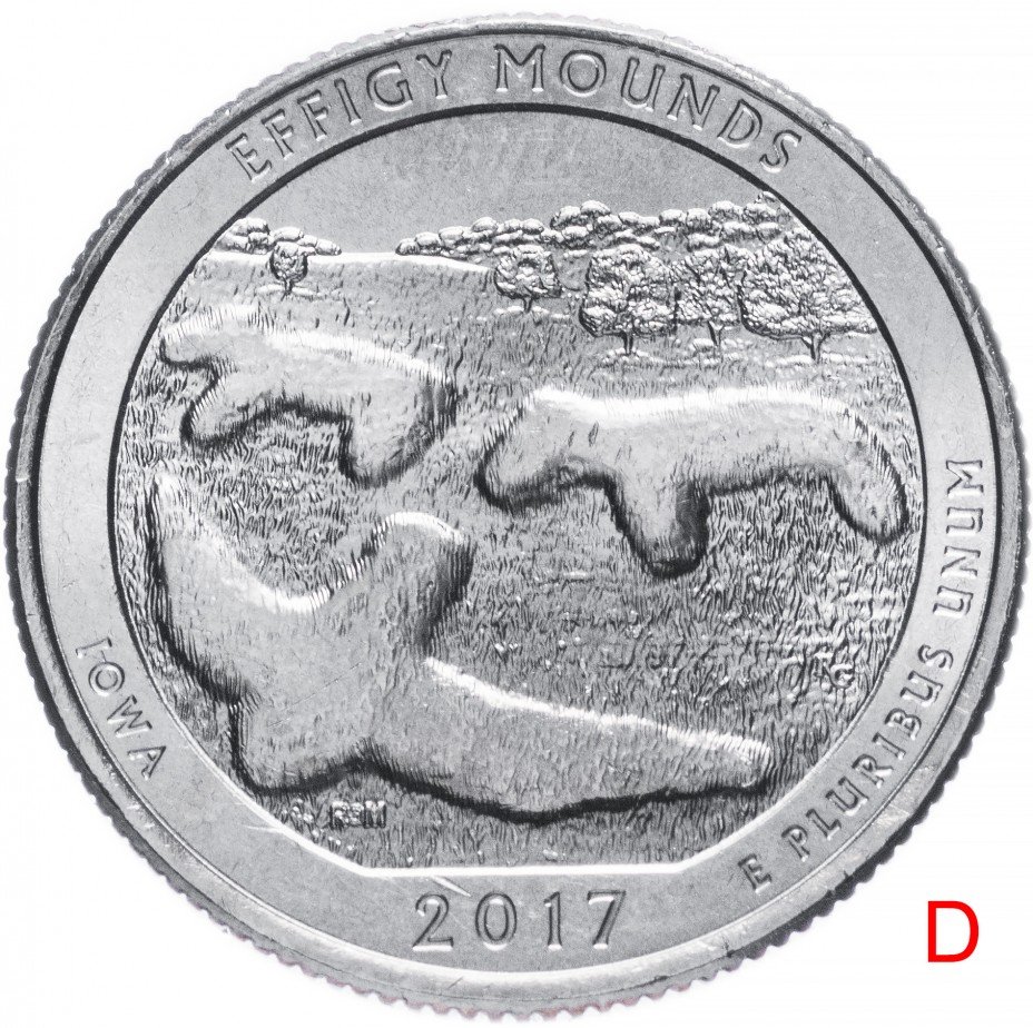 купить США 1/4 доллара (25 центов, квотер) 2017 D — "Национальный памятник Эффиджи Маундз" (36-й парк)
