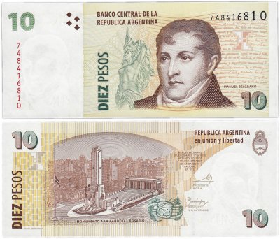 купить Аргентина 10 песо 2003-2014 (Pick 354) Подпись 1