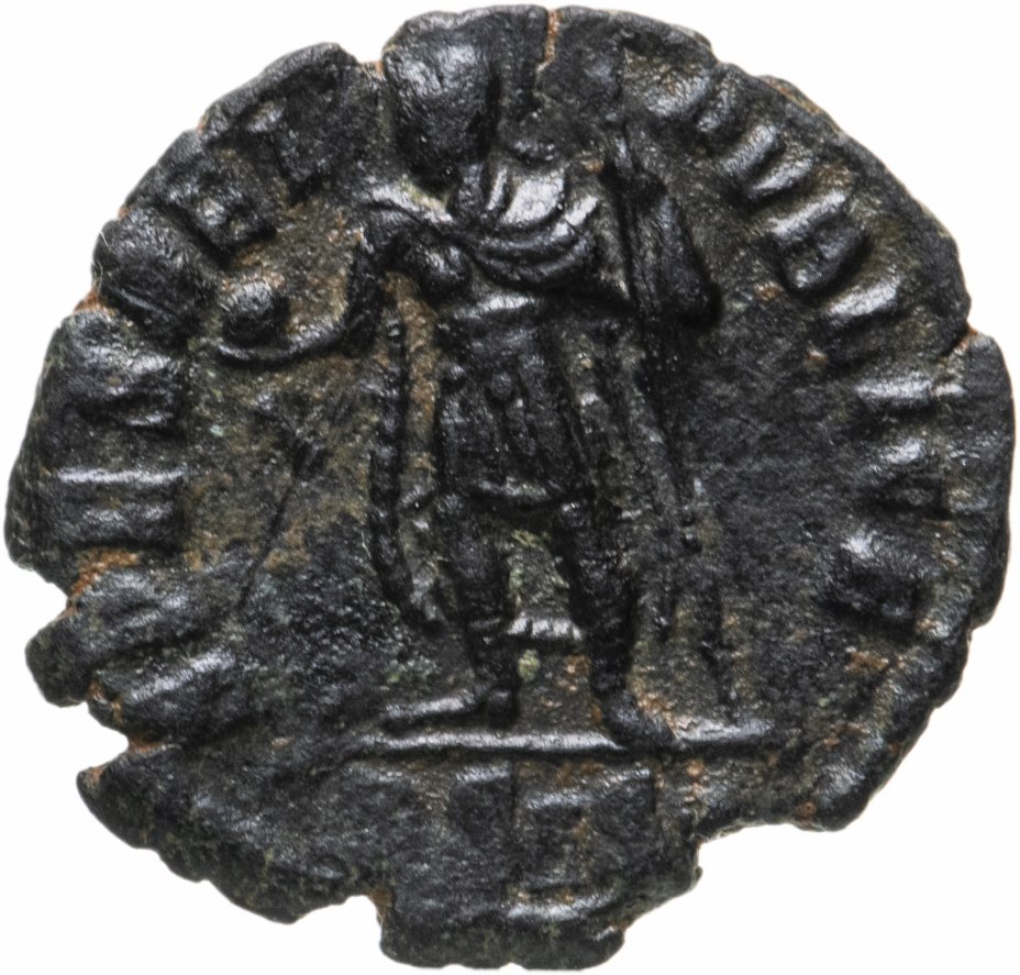 купить Римская империя, Констанций II, Фоллис,355-361 гг. (Император держит копье и глобус)