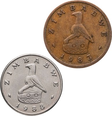 купить Зимбабве набор из 2 монет 1 и 5 центов (cents) 1983-1988