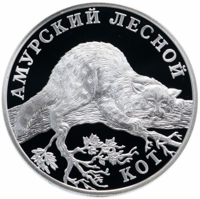 Купить 1 рубль 2004 СПМД Proof "Амурский лесной кот  (Красная книга)"