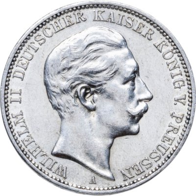 купить Германская Империя, Пруссия 3 марки (mark) 1909 с портретом Вильгельма II