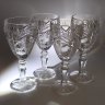 Купить Набор из 4-х бокалов с резным декором, хрусталь, алмазная грань, Югославия, 1970-1990 гг.