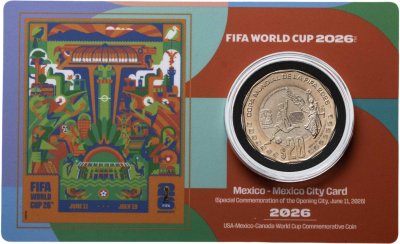 купить Мексика 20 песо 2026 "Чемпионат мира по футболу FIFA 2026 - Ангел независимости" в коинкарте