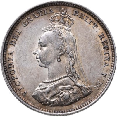 Купить Великобритания 1 шиллинг (shilling) 1887 с портретом королевы Виктории