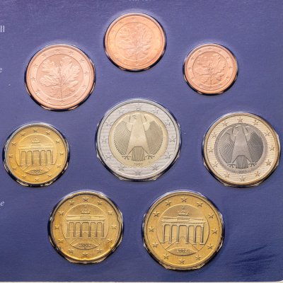 купить Германия 2002 набор из 8-ми монет евро в официальном буклете Монетный двор Берлин A