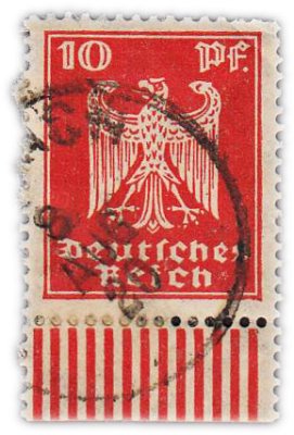 купить Германия, Веймарская республика, марка 10 пфеннигов 1922 авиапочта