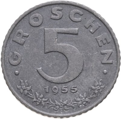 купить Австрия 5 грошей (groschen) 1955