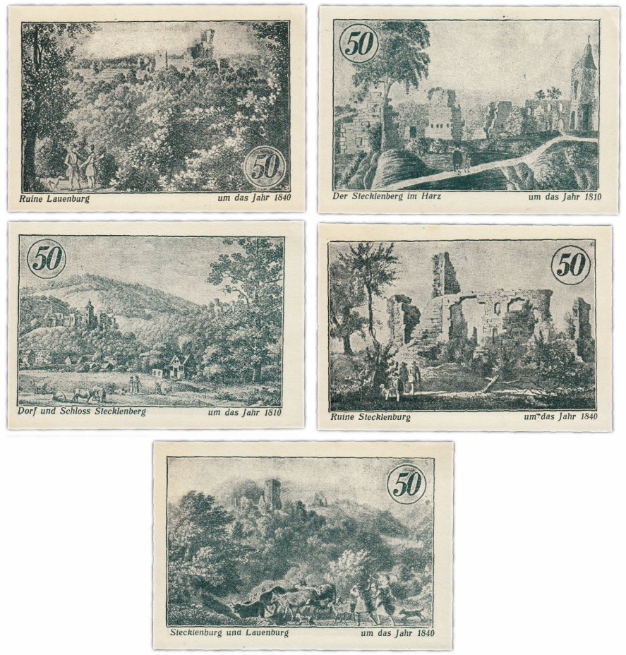купить Германия (Саксония: Штекленберг) набор из 5 нотгельдов 1921 (1158/B2)