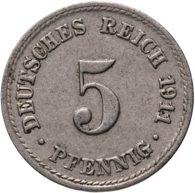 купить Германия 5 пфеннигов (pfennig) 1914 знак монетного двора: "A" - Берлин