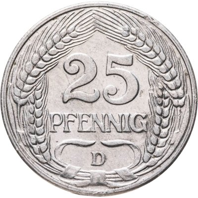купить Германия 25 пфеннигов (pfennig) 1912 D