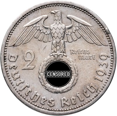 купить Германия, Третий рейх 2 рейхсмарки (reichsmark) 1939, знак монетного двора "А" - Берлин