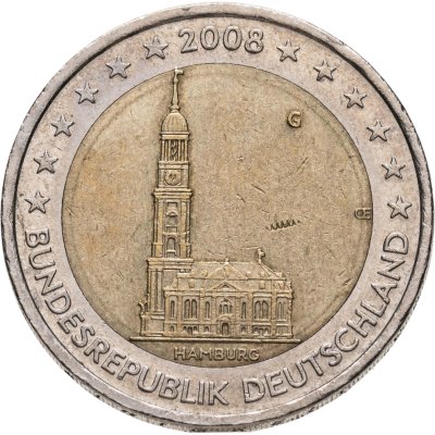 купить Германия 2 евро 2008 G "Федеральные земли Германии: Гамбург"